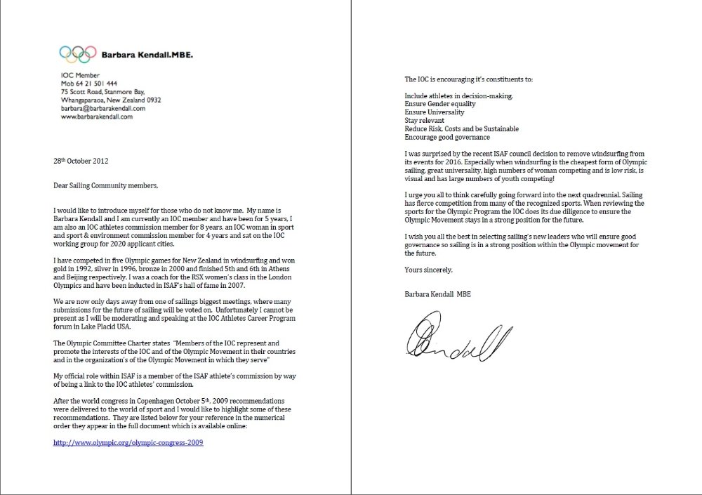 barbara kendall letter from the ioc to the isaf riwmag hall of fame recommendation letter sample